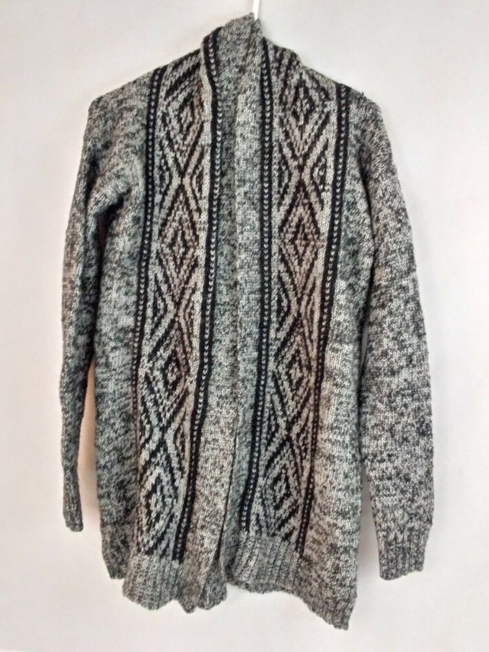 Ruby Moon Women's Gray & Black Open Front Cardigan Knit Sweater Size Small